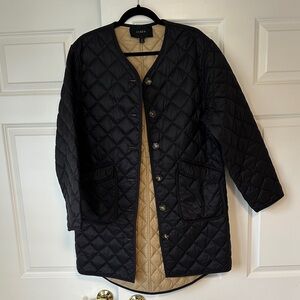 J. Crew Black and Tan Reversible Quilted Coat